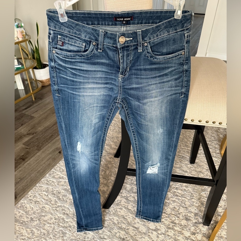 Dear John Women's Distressed Blue Skinny Jeans